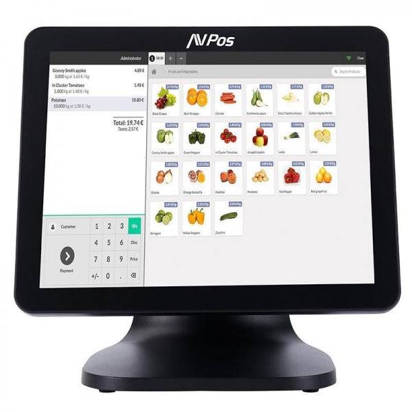 AVPos TPV K5000 Aluminio 15 Tactil - I7 - 8Gb Memoria - SSD 128gb - VGA y HDMI - Colore Nero