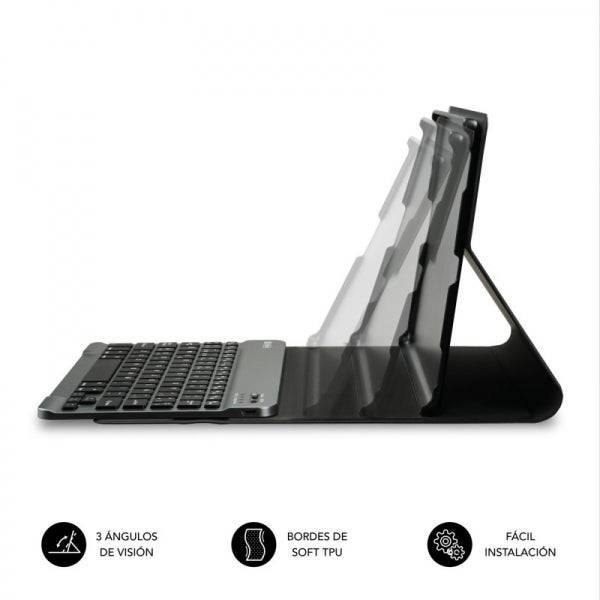 Subblim Keytab Pro BT Custodia Esclusiva + Tastiera per Tablet Samsung Galaxy Tab A9+ 11″ - Tastiera Compatta Bluetooth - Chiusura Magnetica - Connetti fino a 3 Dispositivi - Colore Nero