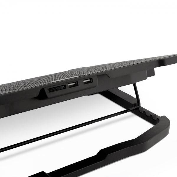 Coolbox NCP17-V5 Base di Raffreddamento per Portatile fino a 17.3" - 5 Ventilatori - 4 Posizioni di Inclinazione - Illuminazione LED Blu - 2 Porte USB 2.0