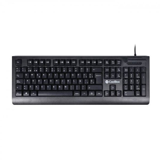 Coolbox TEC04DNI Tastiera USB con Lettore Intelligente Tipo PC/SC 2.0 come DNIe o Tessera Sanitaria Spagnola - Lingua Spagnolo - Colore Nero