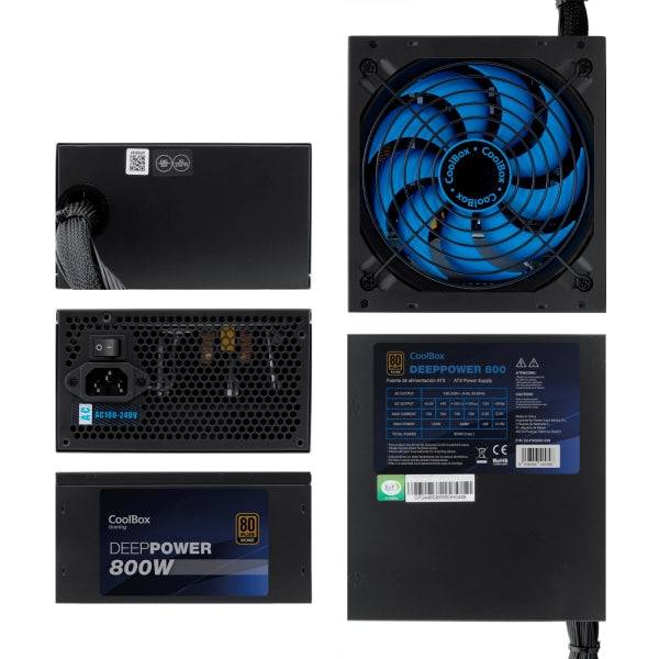 CoolBox DeepPower Alimentatore 80 Plus Bronze 800W ATX - PFC Attivo - Modalità Silenzioso - Ventola 140mm