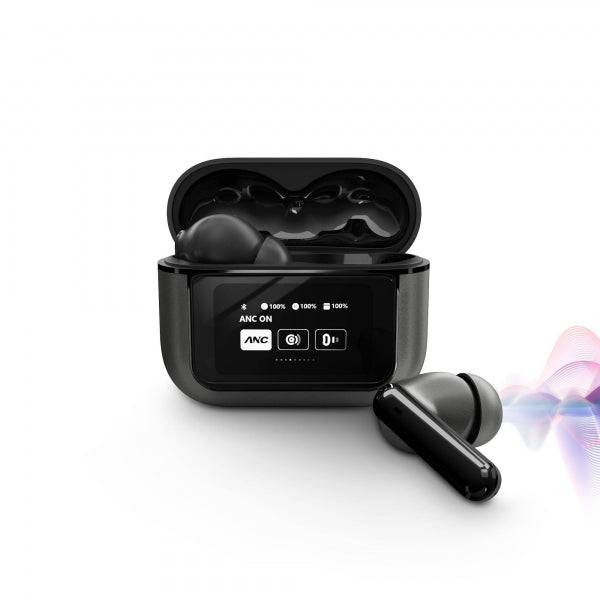 Energy Sistem Cuffie True Wireless - Display sulla Custodia - ANC - Modalità Trasparenza - Bassa Latenza - IPX5 - 30h di Riproduzione - Colore Nero