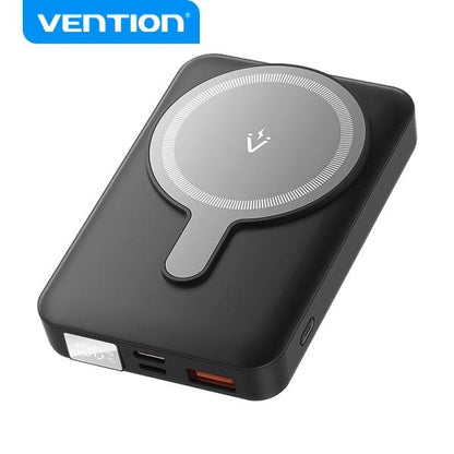 Vention Power Bank Wireless Magnetico 10000 mAh - Display LED - Ricarica Rapida 22.5 W - USB-C/Lightning/USB-A