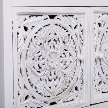 Mobile in legno di mango con 2 ante, bianco, 125x45x80 cm
