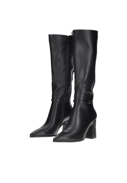 SJ1066 K1032 Stivali Linda In Ecopelle EXE Con Chiusura A Cerniera E Accessorio Laterale Tacco Alto 8 Cm Fondo Gomma