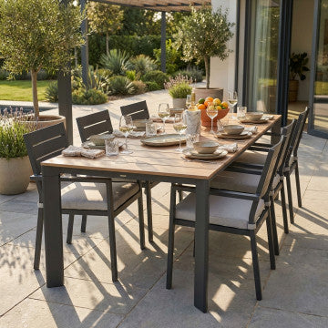 Tavolo allungabile 215/280x100 cm alluminio verniciato con piano doghe legno