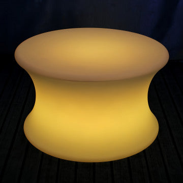 Tavolino luminoso in polietilene con ricarica USB, diametro 40 cm