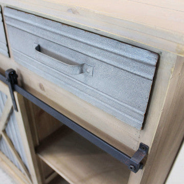 Mobile con struttura in metallo e legno, dim. 113x39,5x81 cm, colore marrone