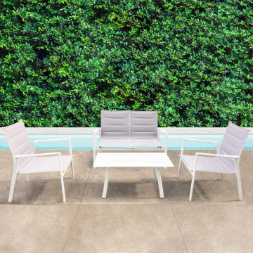Divano 2 posti struttura alluminio textilene imbottito 124x71x87 cm