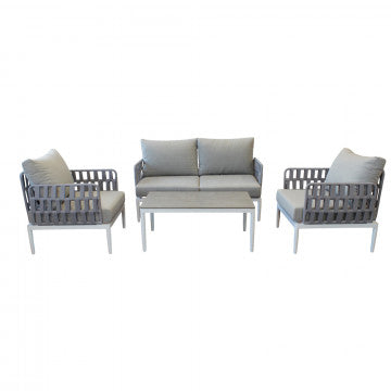 Salotto 2 posti in alluminio e corda PVC con cuscini poliestere