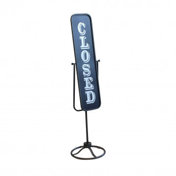 Cartello Open/Closed in acciaio bianco, 30x30 cm, altezza 120,5 cm