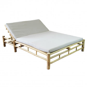 Letto in bamboo con struttura grigio chiaro, dimensioni 210x150 cm