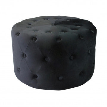 Pouf rotondo in velluto nero, diametro 67 cm, altezza 41 cm