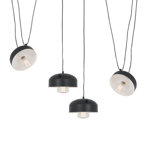 Lampada da soffitto industriale nera con cavi a vista e lampadine esposte, design moderno e audace, ideale per interni contemporanei - SKU: LP011POPOFLL4-02