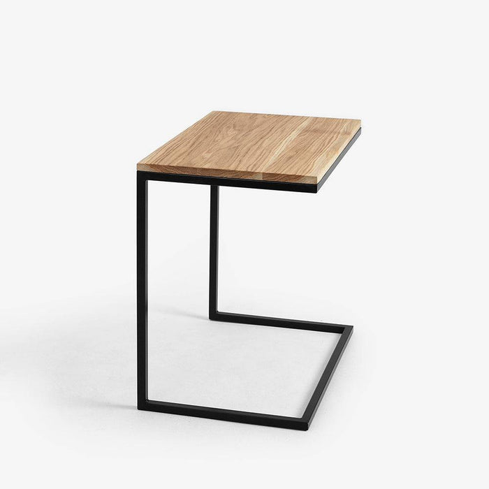 Tavolino da Caffè LUPE 60 Legno Massello, Rovere, Nero