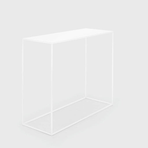 Cornice TENSIO METAL bianca 100x35 in metallo con struttura aperta, vista frontale su sfondo bianco minimalista
