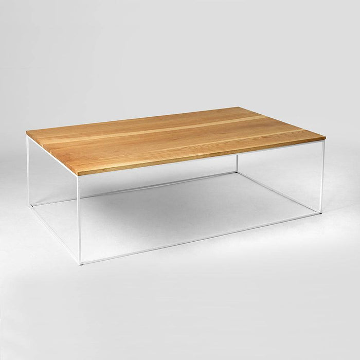 Tavolino Caffè TENSIO WOOD 140x80, impiallacciatura quercia, bianco