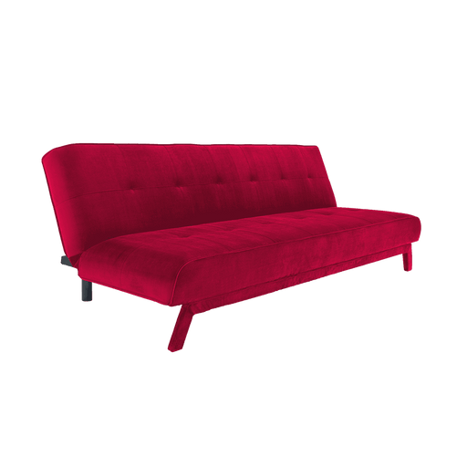 Divano letto per soggiorno in tessuto rosso con schienale imbottito e gambe nere, ideale per comfort ed eleganza, SKU: SF035MODL-RV61