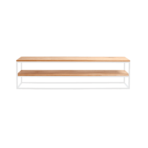 Consolle moderna in legno massiccio di quercia con struttura bianca, design elegante e pratico, ideale per soggiorno o ingresso