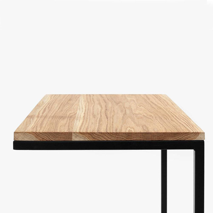 Tavolino da Caffè LUPE 60 Legno Massello, Rovere, Nero