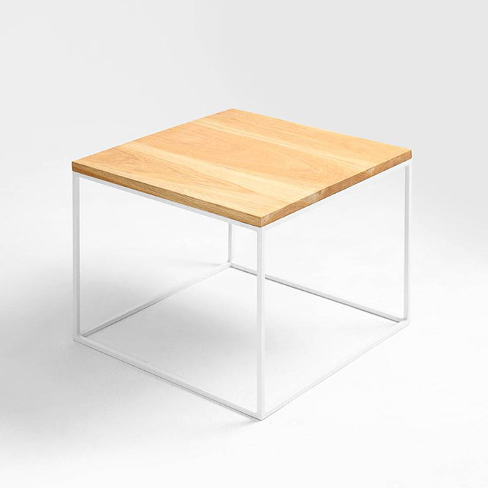 Tavolino Tensio Legno 50 Impiallacciatura Quercia - Bianco