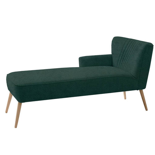 Chaise longue HARRY L in stile scandinavo con rivestimento in avocado naturale, struttura in legno chiaro, design elegante e moderno
