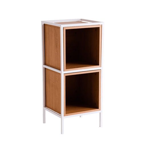 Scaffale moderno SKAP 1R2 Box Doppio bianco con struttura in metallo e pannelli in legno naturale, ideale per arredo durevole e versatile