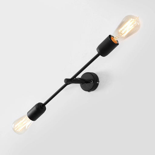 Lampada da parete moderna con due luci a filamento, design minimalista nero, perfetta per soggiorni e camere eleganti