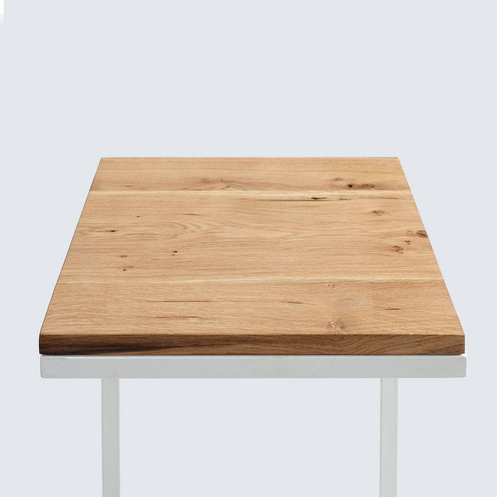 Tavolino Laterale LUPE 30, Impiallacciatura di Rovere, Bianco