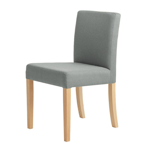 Sedia moderna in legno naturale con rivestimento in tessuto grigio chiaro, schiena alta e design elegante, SKU: CH131WILCHA84-ET90