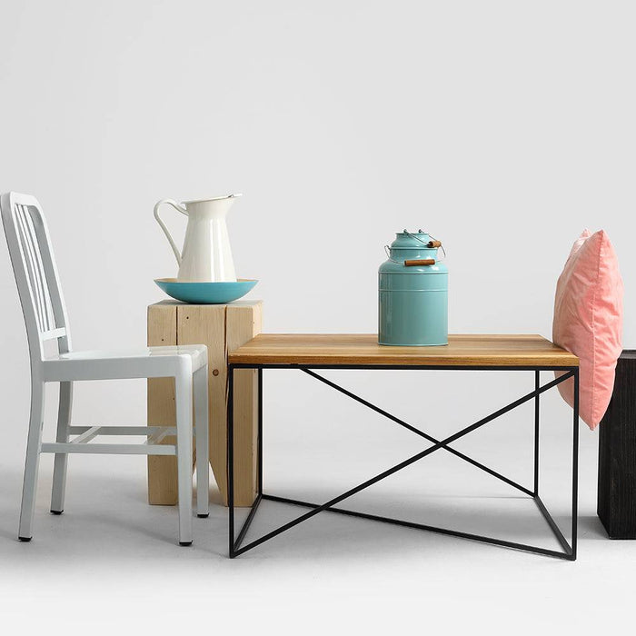 Tavolino MEMO WOOD 80, impiallacciatura rovere, nero