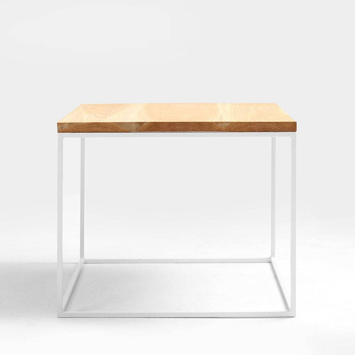 Tavolino TENSIO 50 LEGNO MASSELLO, quercia, bianco