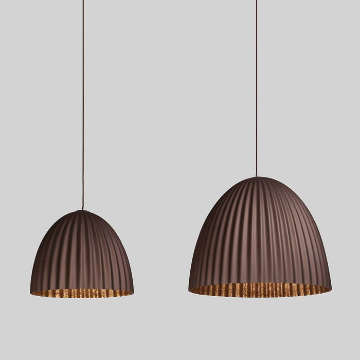 Lampada a sospensione PLISSART L marrone/rame
