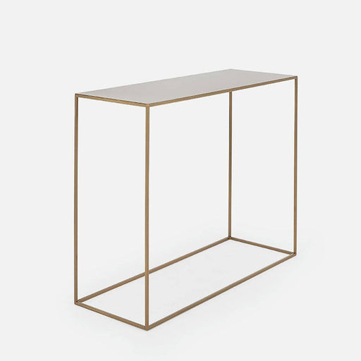Console TENSIO Metal 100x35 Oro con struttura in metallo dorato e piano in vetro, perfetta per arredare con stile moderno