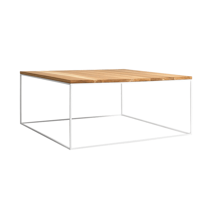 Tavolino Caffè TENSIO WOOD 100x100, impiallacciatura quercia, bianco