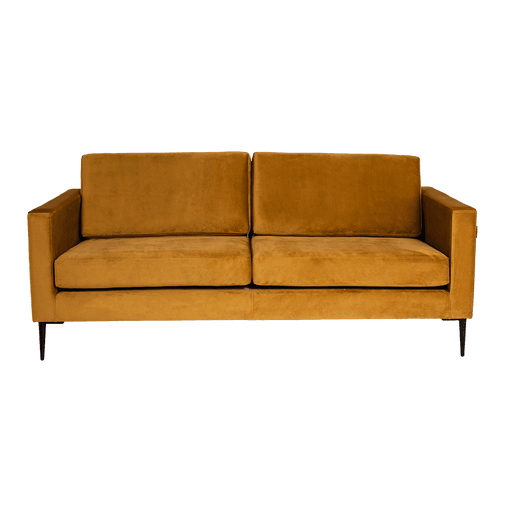 Divano 2 posti VERGAN in velluto color senape con gambe nere, design contemporaneo, ideale per soggiorno elegante, SKU: SF042VERG2-RV41