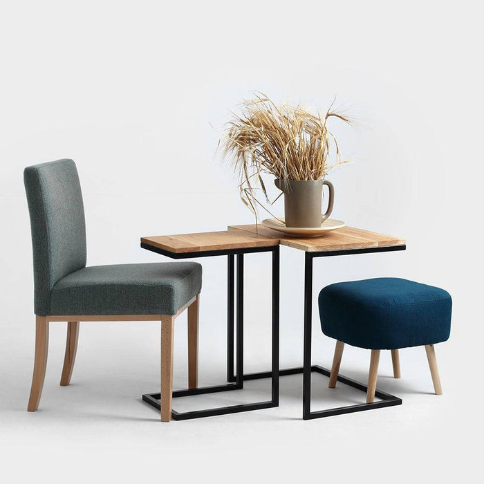 Tavolino Laterale LUPE 30, Impiallacciatura di Rovere, Nero