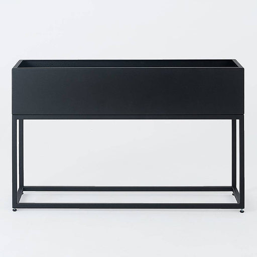 Fioriera nera FIORINA 100x30x60 con contenitore in metallo e base in ferro, perfetta per decorare ambienti interni ed esterni.