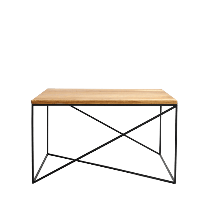 Tavolino MEMO WOOD 100x100, impiallacciatura rovere, nero