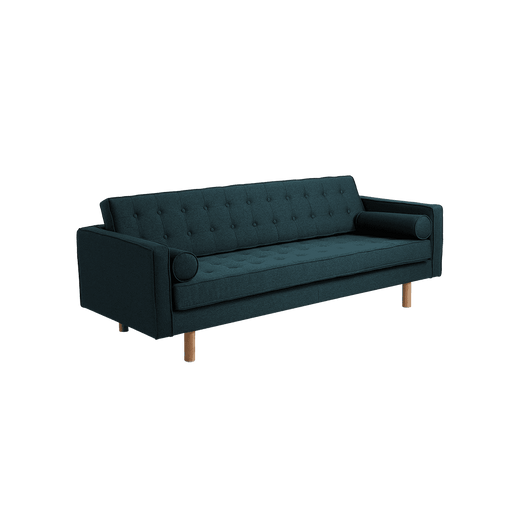 Divano 3 posti TOPIC WOOD in tessuto Deep Sea, struttura in legno naturale, stile moderno, ideale per salotto elegante, SKU: SF025TOPW-3-ET37
