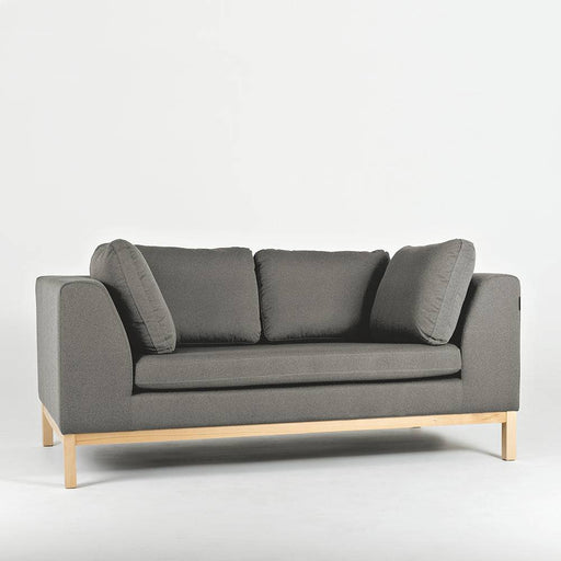 Divano in tessuto grigio con struttura in legno chiaro, perfetto come arredo versatile e funzionale per living eleganti, SKU: SF036AMBDRROZ2-ML84