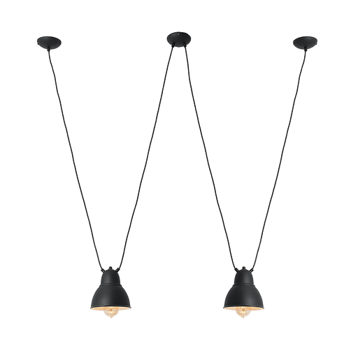 Lampada a soffitto Coben Hangman 2 nera con design minimalista, struttura in metallo nero, ideale per interni moderni e spazi pubblici