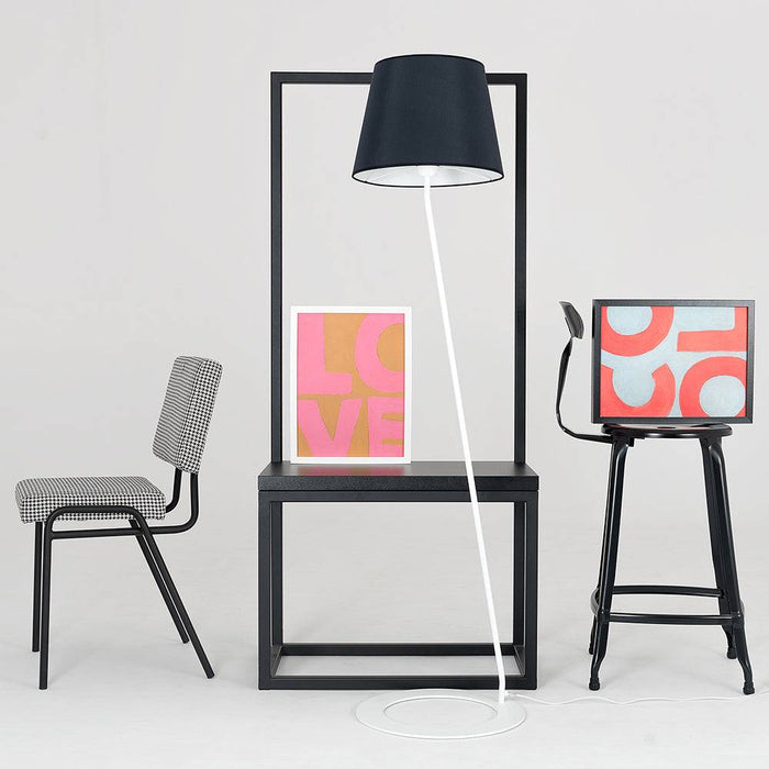 Lampada da Terra SHADE - paralume nero, base bianca