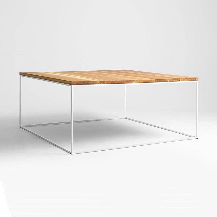 Tavolino Caffè TENSIO WOOD 100x100, impiallacciatura quercia, bianco