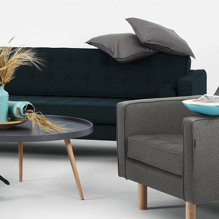 Divano 3 Posti TOPIC WOOD, Deep Sea, Legno Naturale