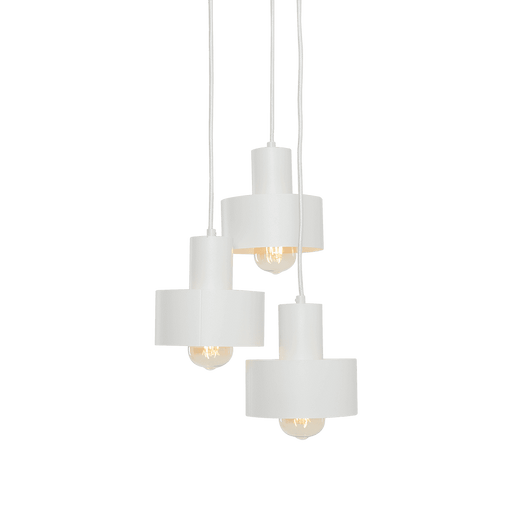 Lampada da soffitto minimalista bianca FAY 3 KOLO in acciaio verniciato con design elegante e moderno, quattro luci sospese in stile contemporaneo.