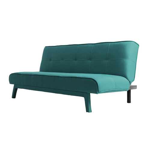 Divano letto verde smeraldo MODES con schienale reclinabile, struttura in legno, stile moderno, perfetto per ambienti living contemporanei.