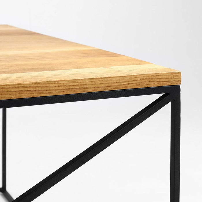 Tavolino MEMO WOOD 100x100, impiallacciatura rovere, nero