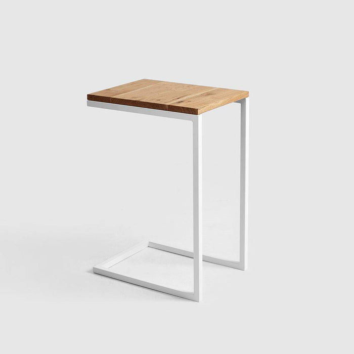 Tavolino LUPE 30 Legno Massello, Rovere, Bianco