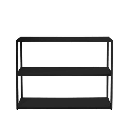 Libreria metallica nera 100x75 con struttura in acciaio, design scandinavo, ideale per organizzare libri e oggetti in ambienti moderni
